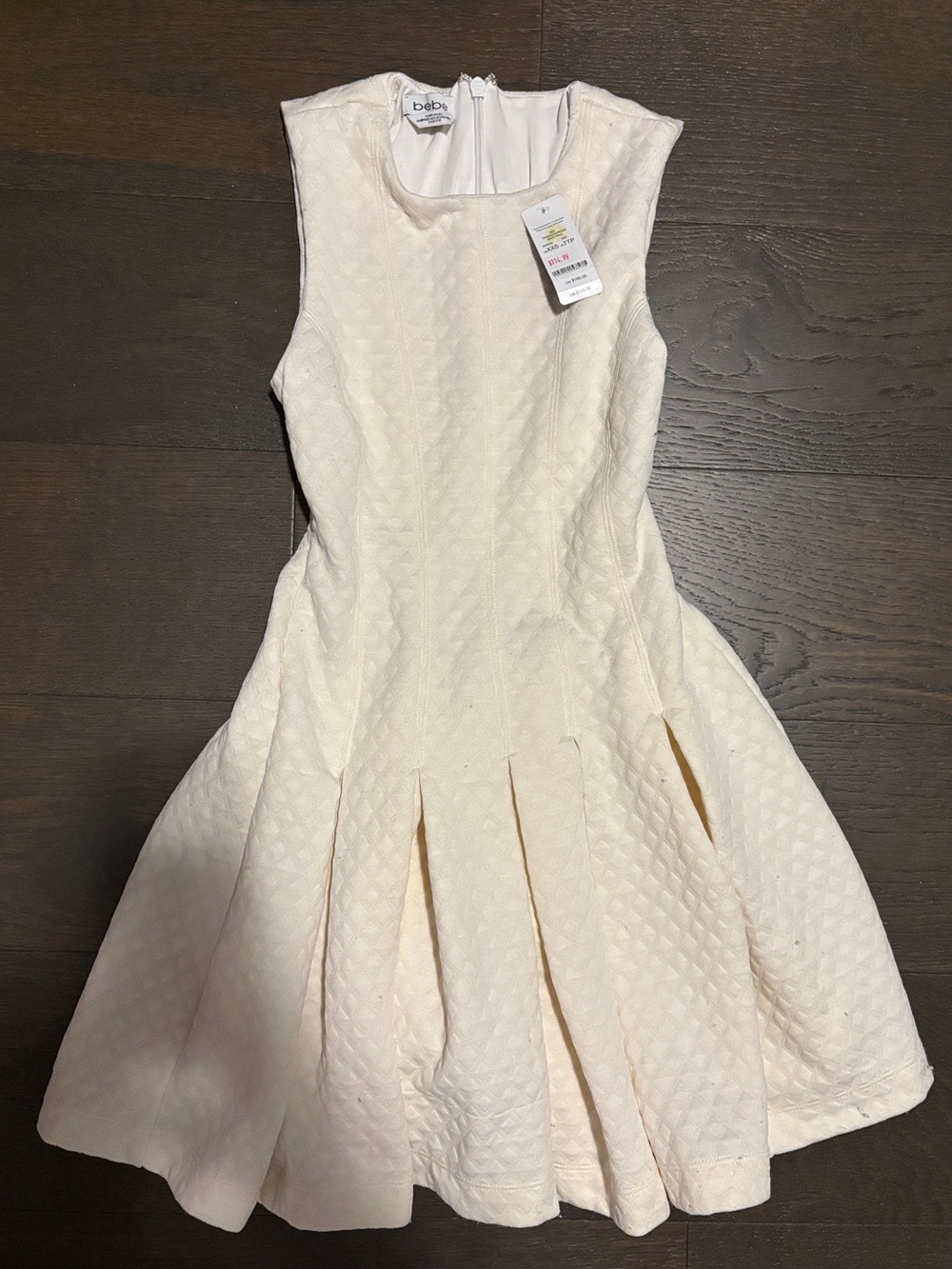 bebe Ivory Textured Fit-and-Flare Dress